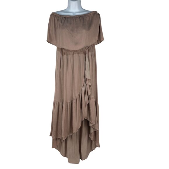 Naked Zebra Womens Off Shoulder Asymmetrical Ruffle Maxi Dress Size M - Picture 1 of 7